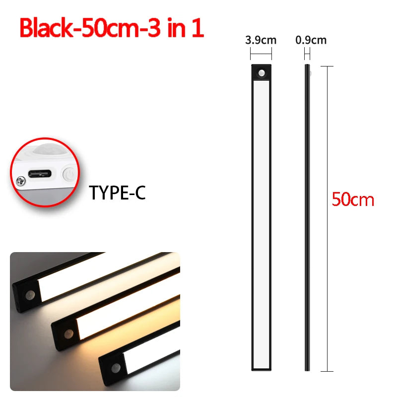 veilleuse led sans fil rechargeable détecteur mouvement sous meuble blanc moderne 10cm 20cm 30cm