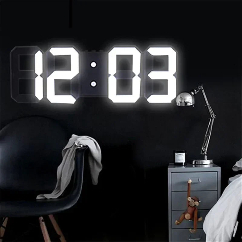 horloge numérique led moderne noire blanche pied carré chambre salon