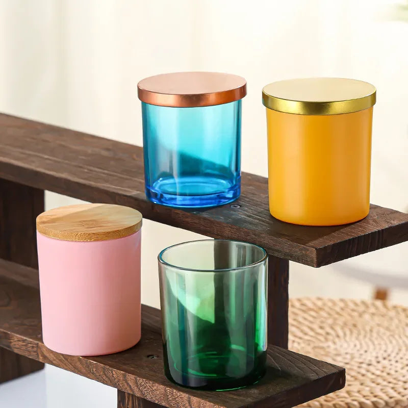 pot savon moderne transparent couvercle bambou doré décoration maison épuré
