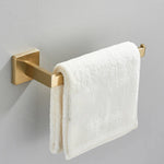 accessoires salle bain ensemble porte serviettes moderne finition dorée métal alliage aluminium fixations murales