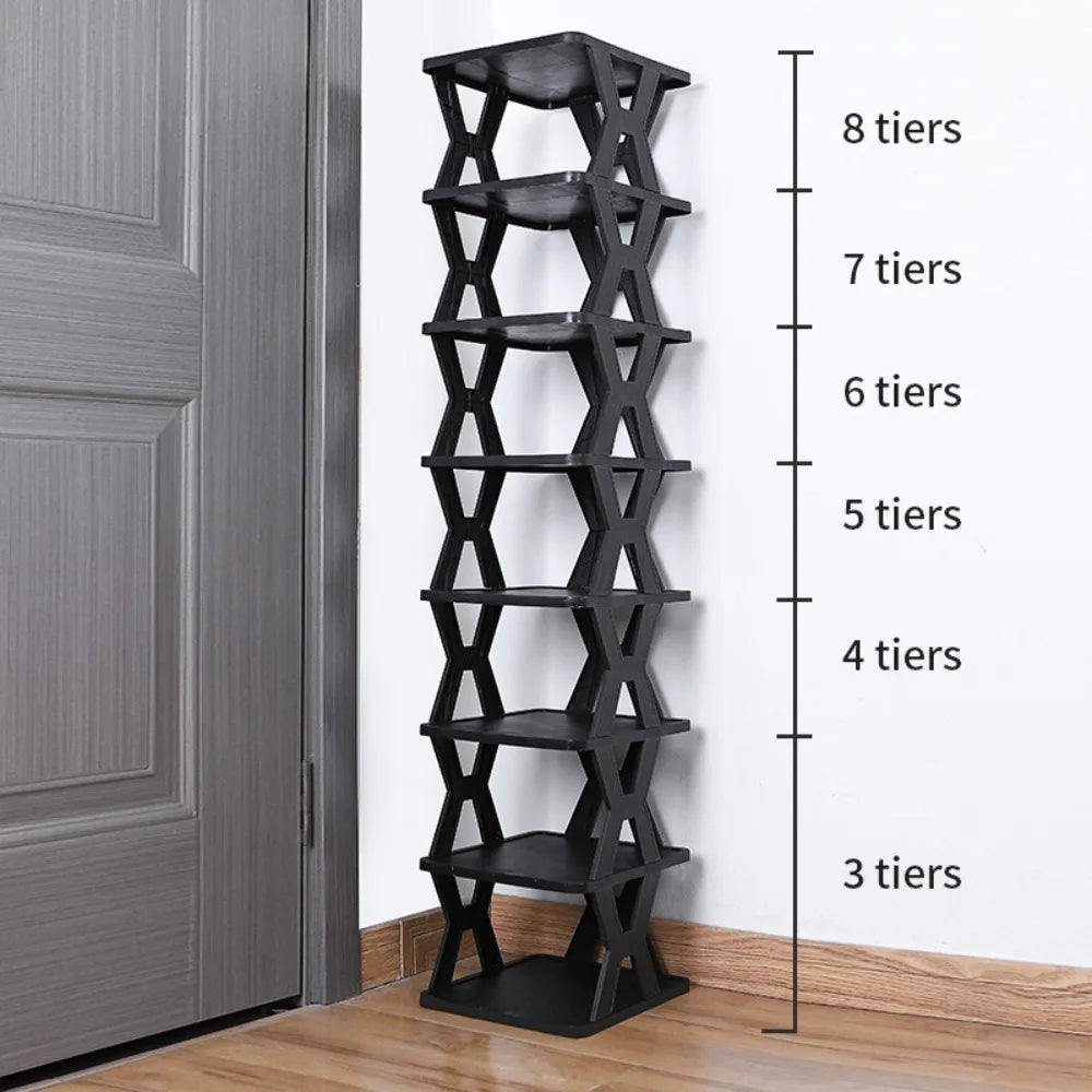 organisateur chaussures étagère moderne noir blanc structure plateaux rangement robuste anti poussière rechargeable