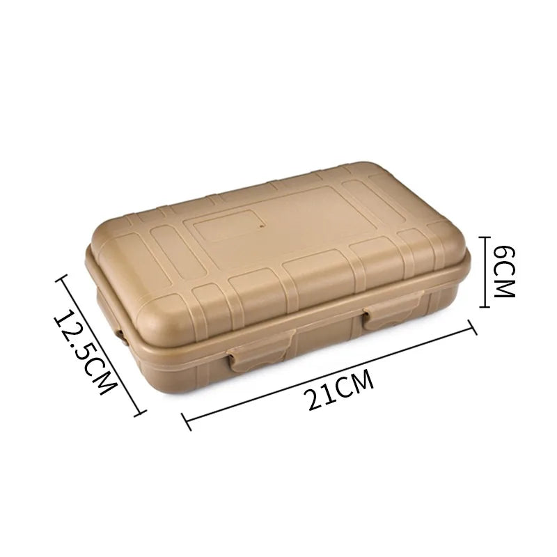 boîte rangement pratique robuste noire orange beige motifs géométriques contenant trousse secours lampe couteau
