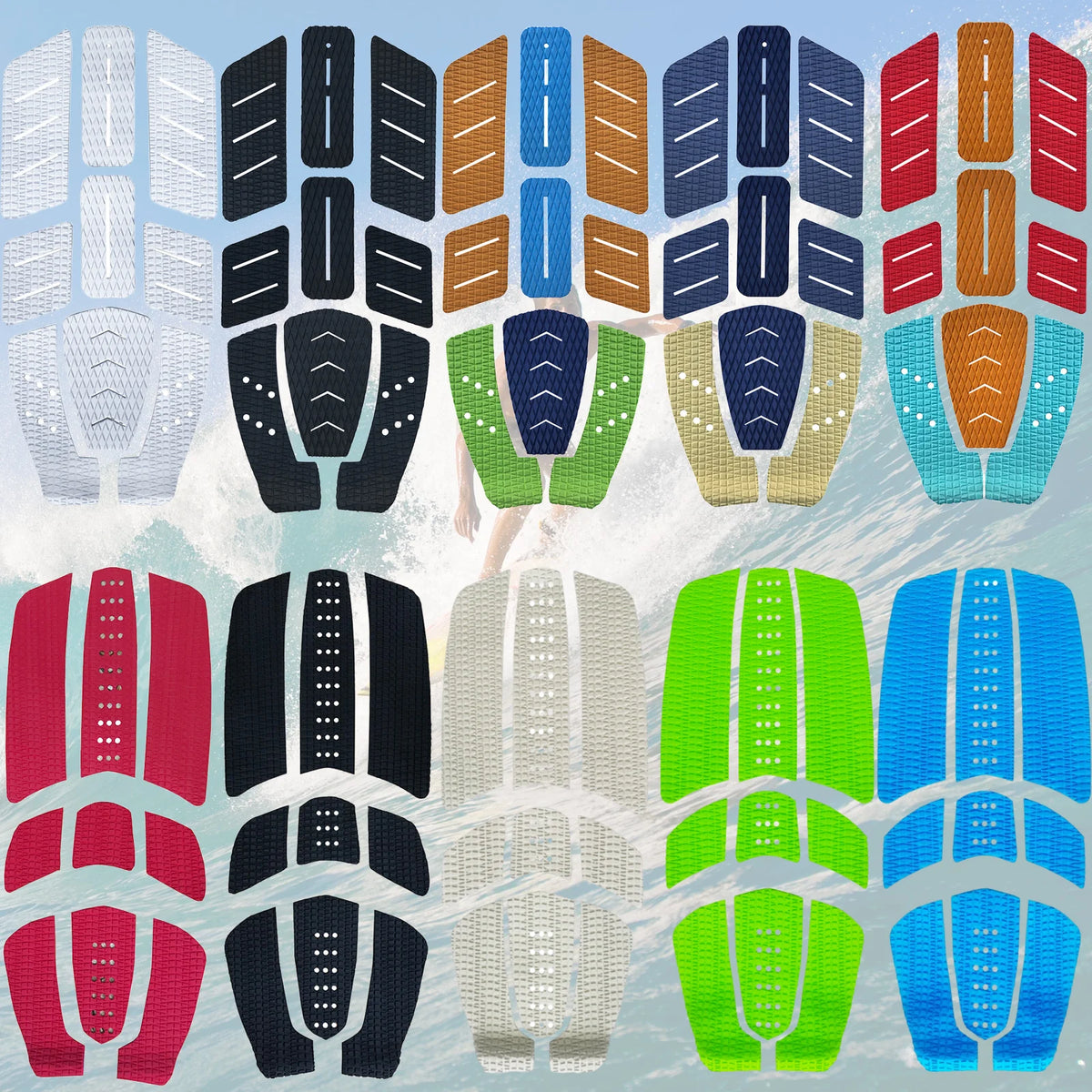 tapis traction surf antidérapants adhésifs noir bleu rouge moderne plein air surfing paddleboard