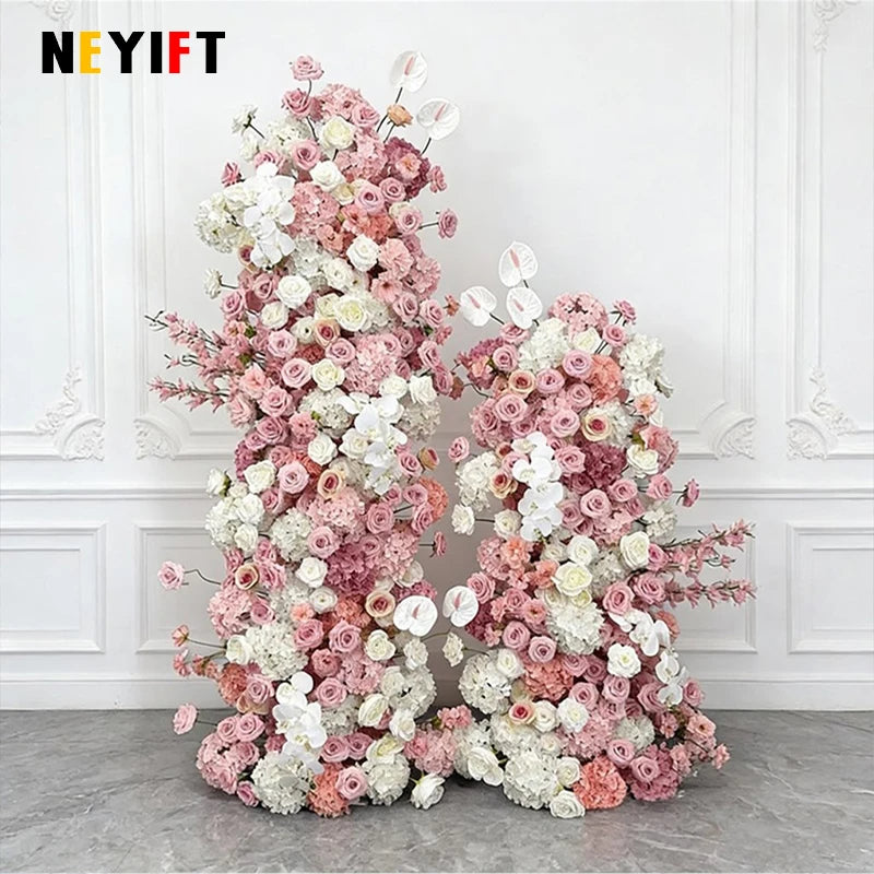 décoration extérieure arches fleurs artificielles roses blanches classique événements anniversaires mariages