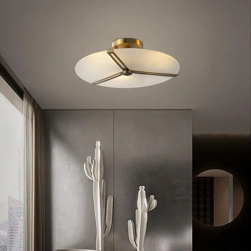 plafonnier moderne marbre blanc doré fer lumiere led facile chambre salon cuisine