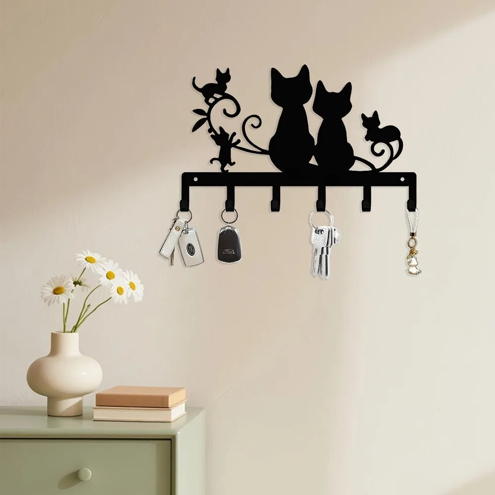 décoration murale magnétique chats stylisés motifs floraux porte clés fixations murales modernes animaux