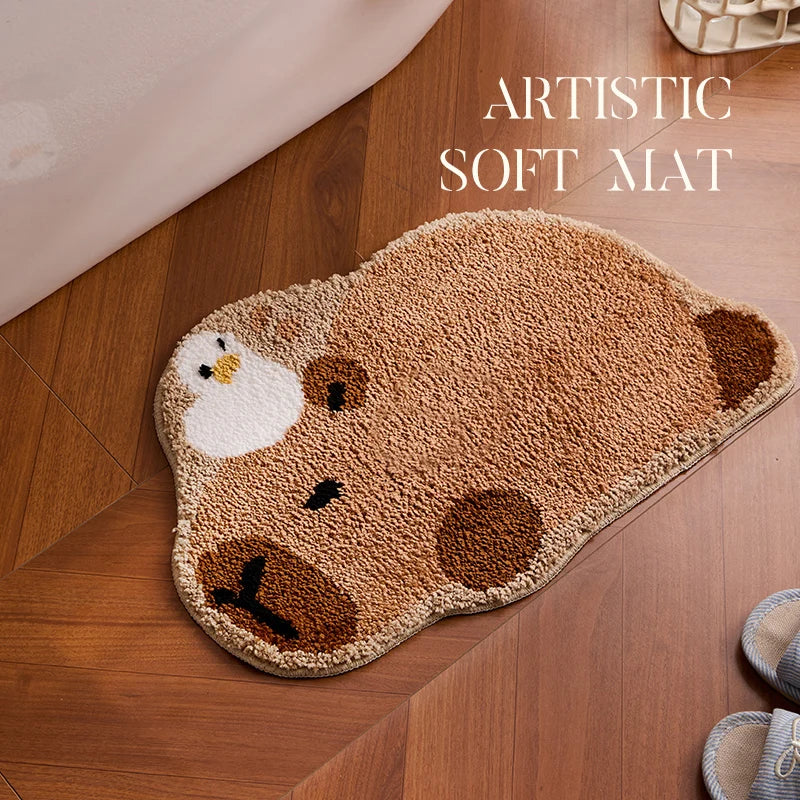 tapis bain salle bain doux moelleux motif animaux décoratif moderne antidérapant séchage rapide