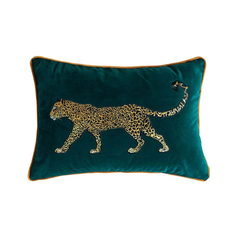 taies d'oreiller velours oiseau perroquet feuilles bleu foncé élégant non toxique polyester respectueux environnement