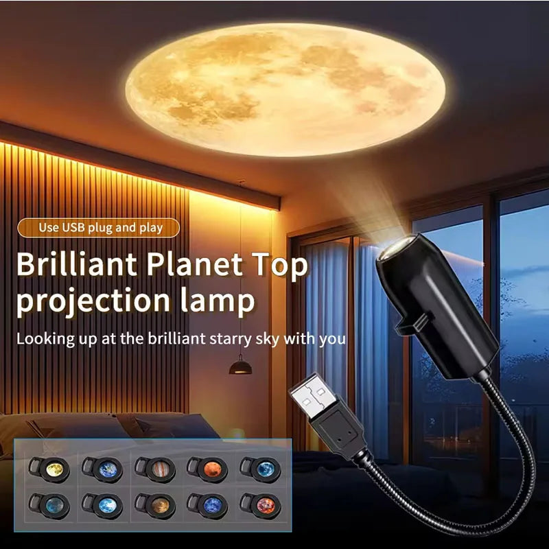 projecteur étoiles nuit lampe usb led noir planètes réalistes minimaliste chambre fixations adhésives modes