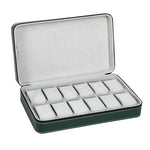 boîte montres simili cuir zipper 10 compartiments supports classique vert noir gris