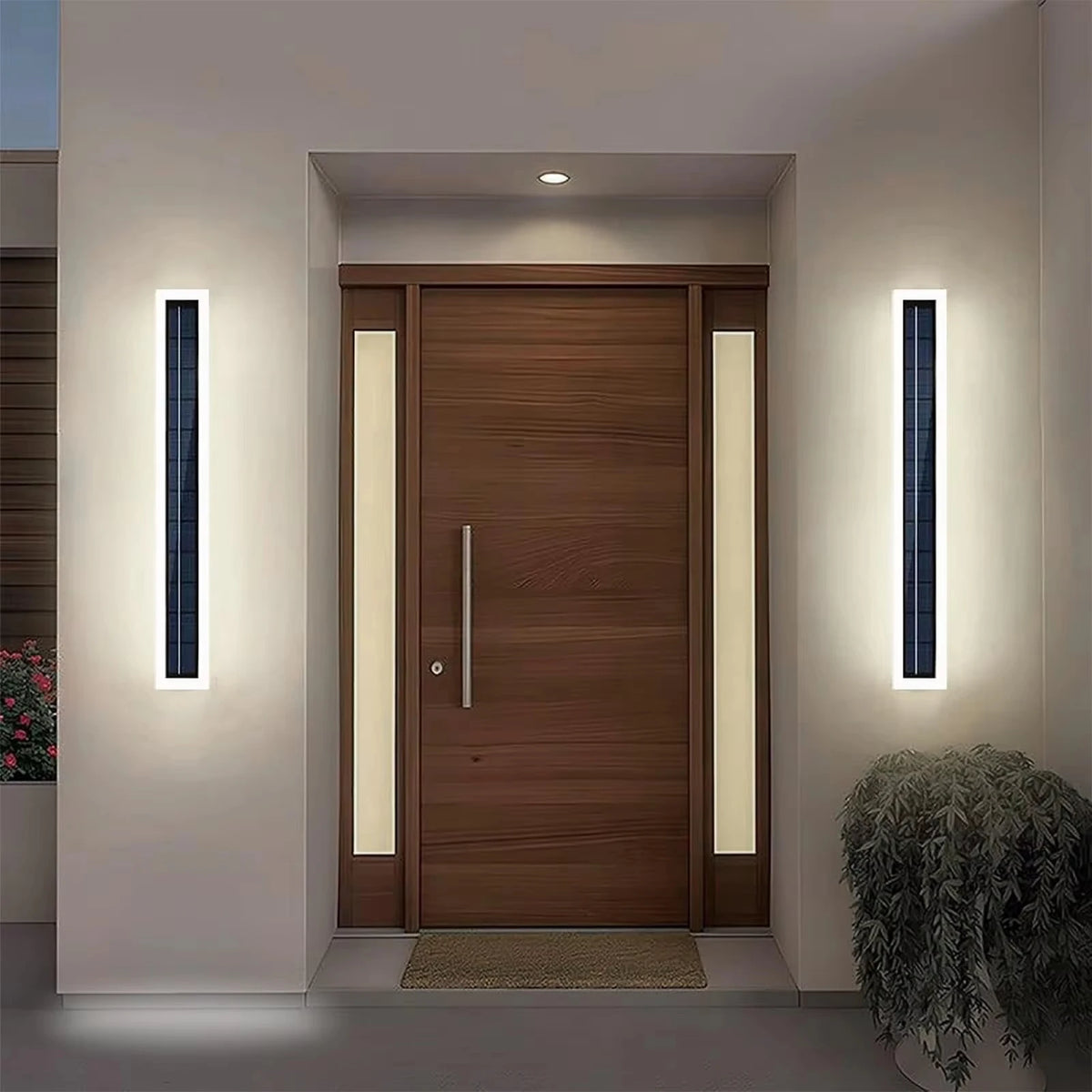 lampe murale solaire ip65 led 60cm blanc noir rayures modernes 6000mAh 610h