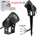 projecteur led jardin rgb télécommande ip65 moderne noir grisextérieur autonomecable filaire 12v