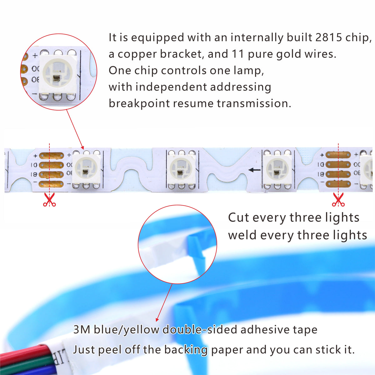 ruban led flexible multicolore effet chasse intelligent adhésif moderne technologie salon décoration chambre