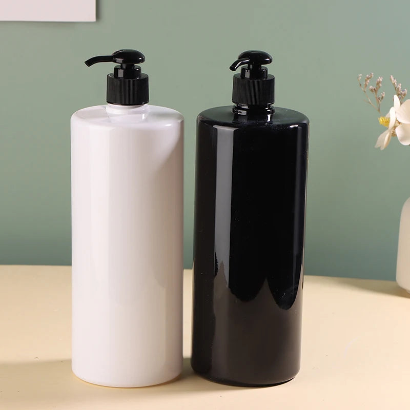 flacons cosmétiques pompe blanc noir moderne minimaliste 24cm 8.3cm rechargeable 1000ml