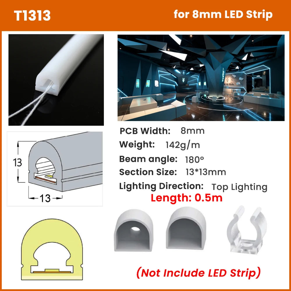 profils lumineux silicone blanc modernes eyelets flexibles led étanches 05m 1m 2m 3m