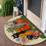 tapis d'entrée antidérapant chatons mignons motifs floraux moderne multicolore rouges verts bleus noirs 40x60cm