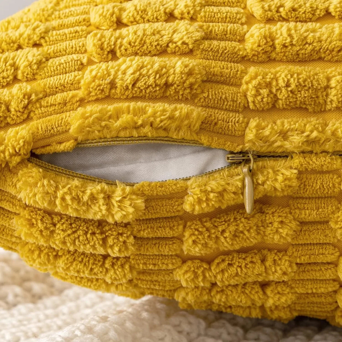 coussins décoratifs modernes jaune rayures horizontales bohème polyester coton utilisation canapé lit voiture