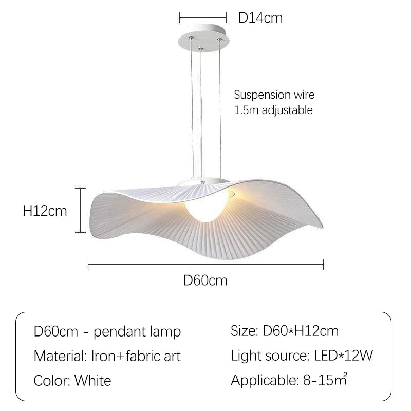 lampe suspendue moderne blanc texture tissu opaque salon chambrehôtel