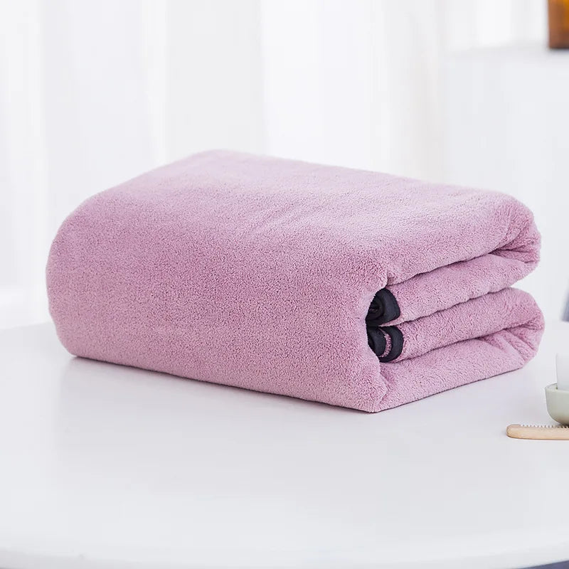serviette bain absorbante séchage rapide gris rose microfibre corail fleec uni moderne large