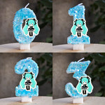 bougies anniversaire hatsune miku chiffres glitter bleu blanc décoratives anime personnalisées enfants adultes