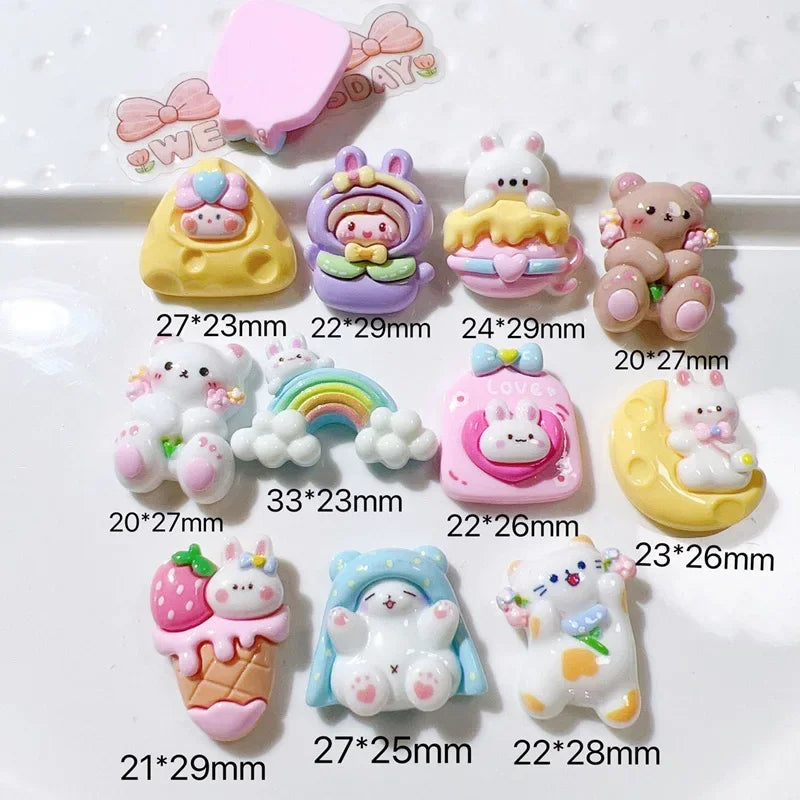 clips cheveux kawaii animaux mignons arc ciel coeurs love floral rose blanc jaune bleu