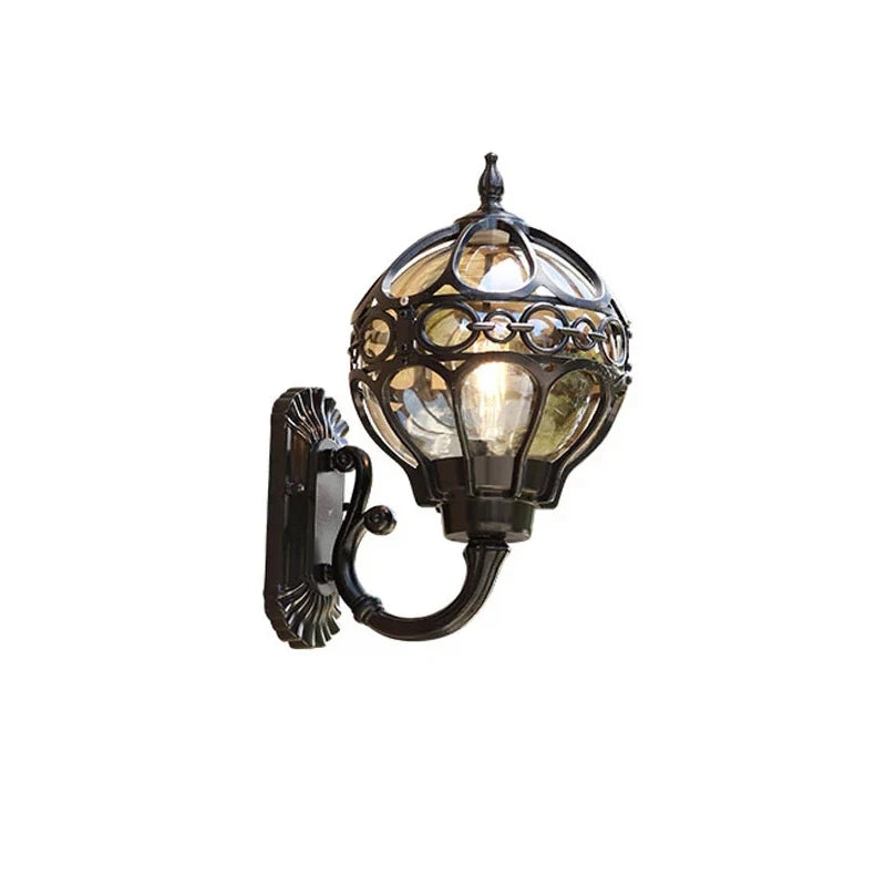 lampe murale extérieure noir ornements métalliques transparente classique ampoule support mural ip65 aluminium