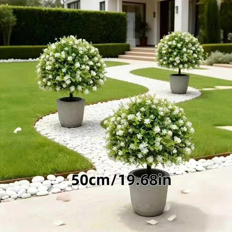 arbustes artificiels violettes blanches modernes décoration extérieure jardin véranda piquet fixationextérieurDecorationFleursArtificielles