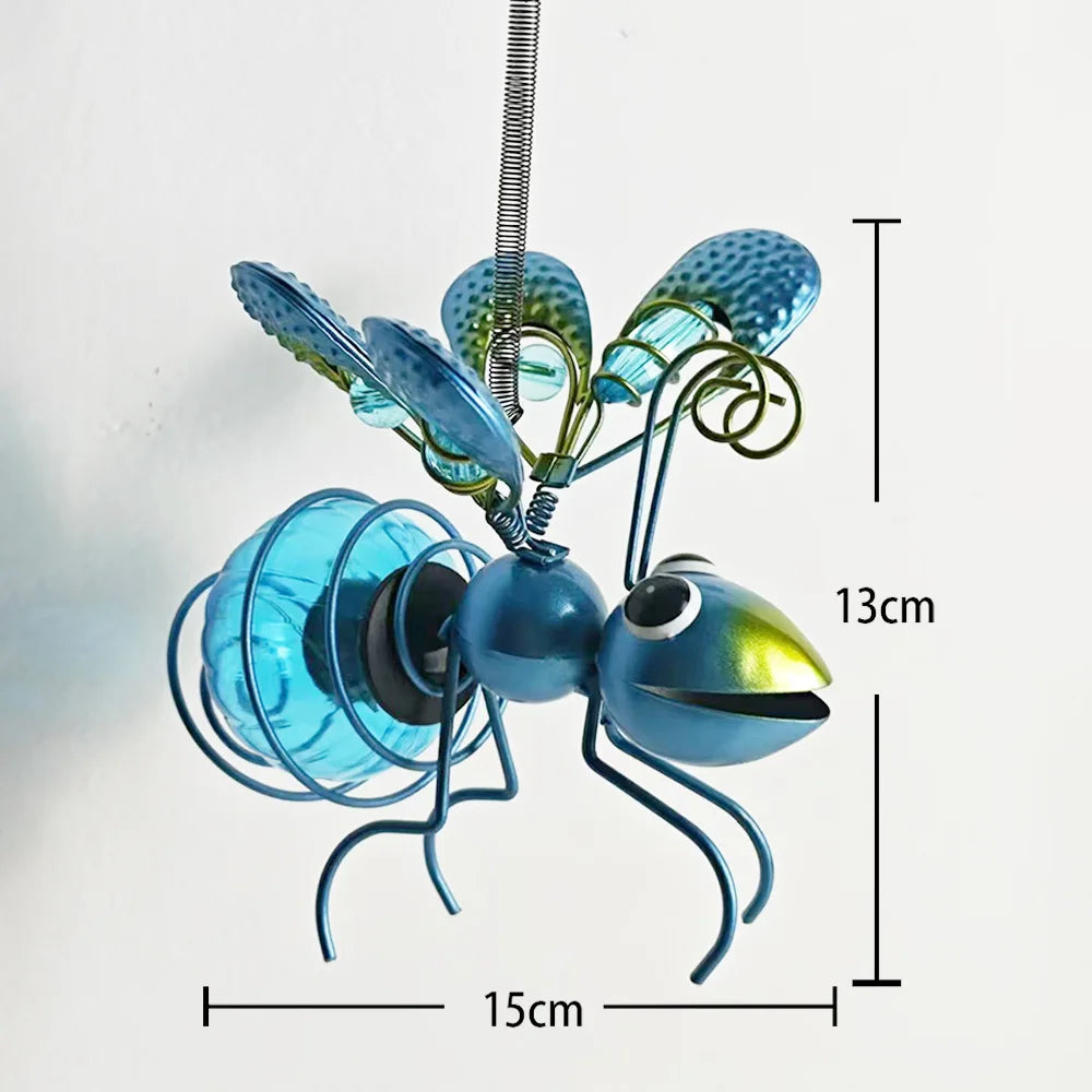 figurines insectes métal or violet bleu verre transparent clips patio