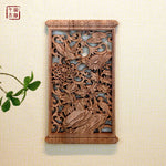 décoration murale traditionnelle gravure florale panneau bois ornements végétaux chinois classique intérieur