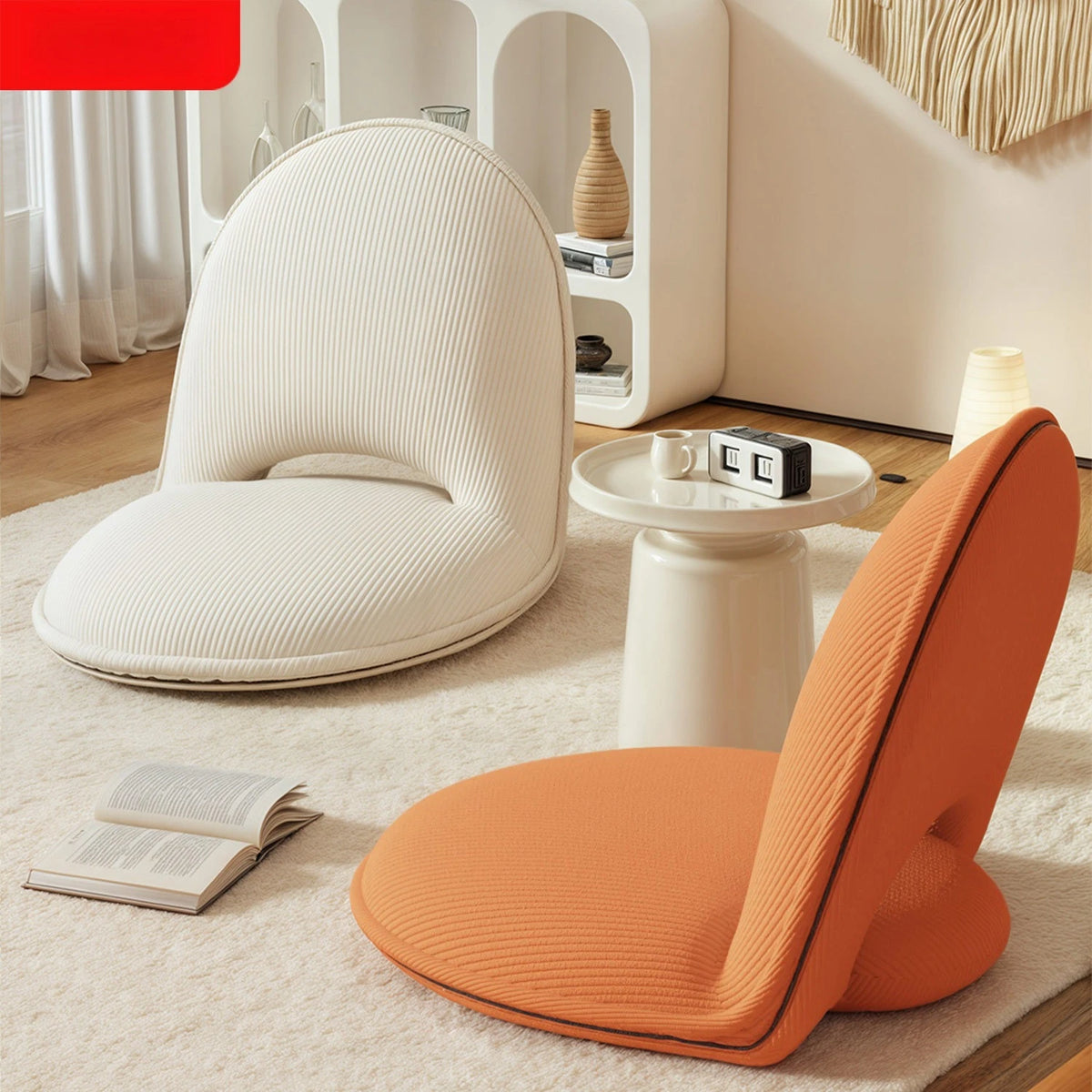 chaise pliable moderne minimaliste tissu côtelé beige orange vert élastique métal