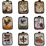 protège sous verre multicolore rustique poignées tissu motif cuisine animal fleur textes opaques rectangle