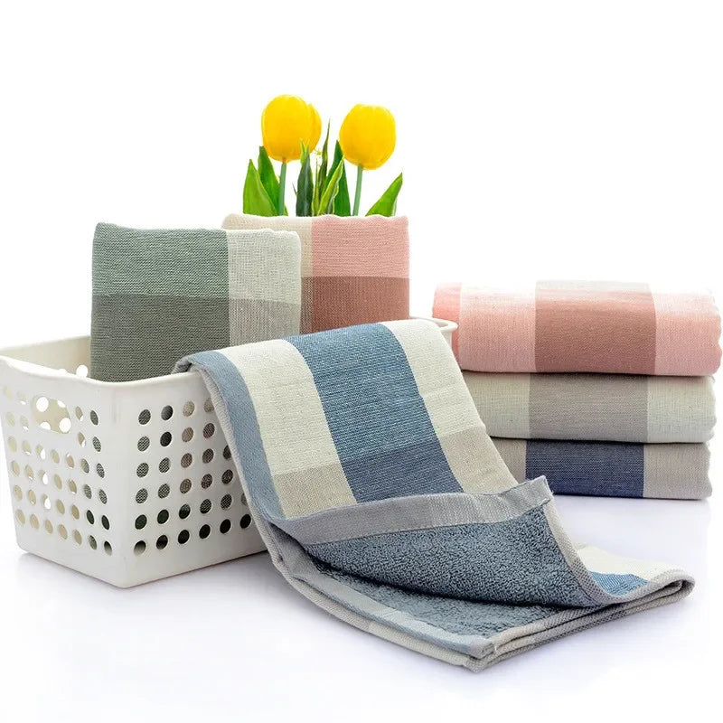 serviettes main coton absorbantes séchage rapide noël carreaux classiques vert gris rose