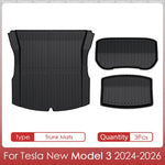 tapis sol coffre tesla model noir rayures horizontales moderne antidérapant caoutchouc