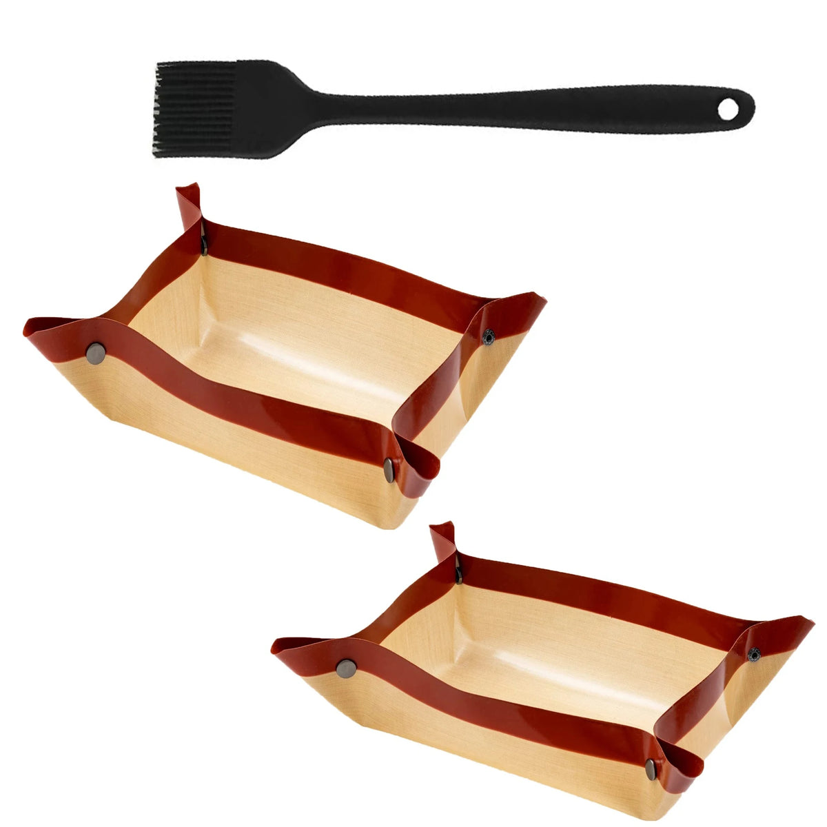 tapis cuisson silicone antiadhésive respectueux environnement beige marron texture tissée clips métalliques moderne cuisine