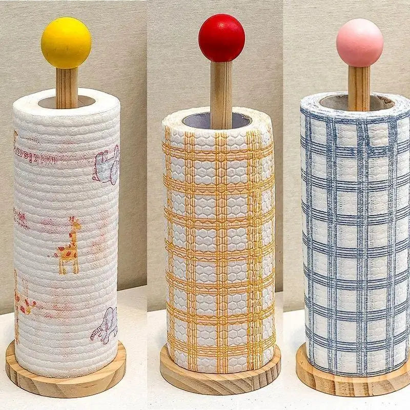 porte serviettes moderne porte papier toilette bois carreaux animaux textes blanc jaune rouge rose