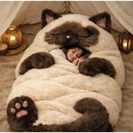 sac couchage adulte sac fourrure chat imprimé doux confortable polyester coton lit