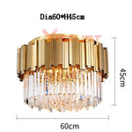lampe moderne or cristal transparent élégante barres dorées inoxydables salon hall