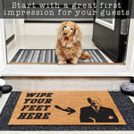 tapis d'entrée marron homme costume wipe your feet ici antidérapant résistant antibactéries moderne