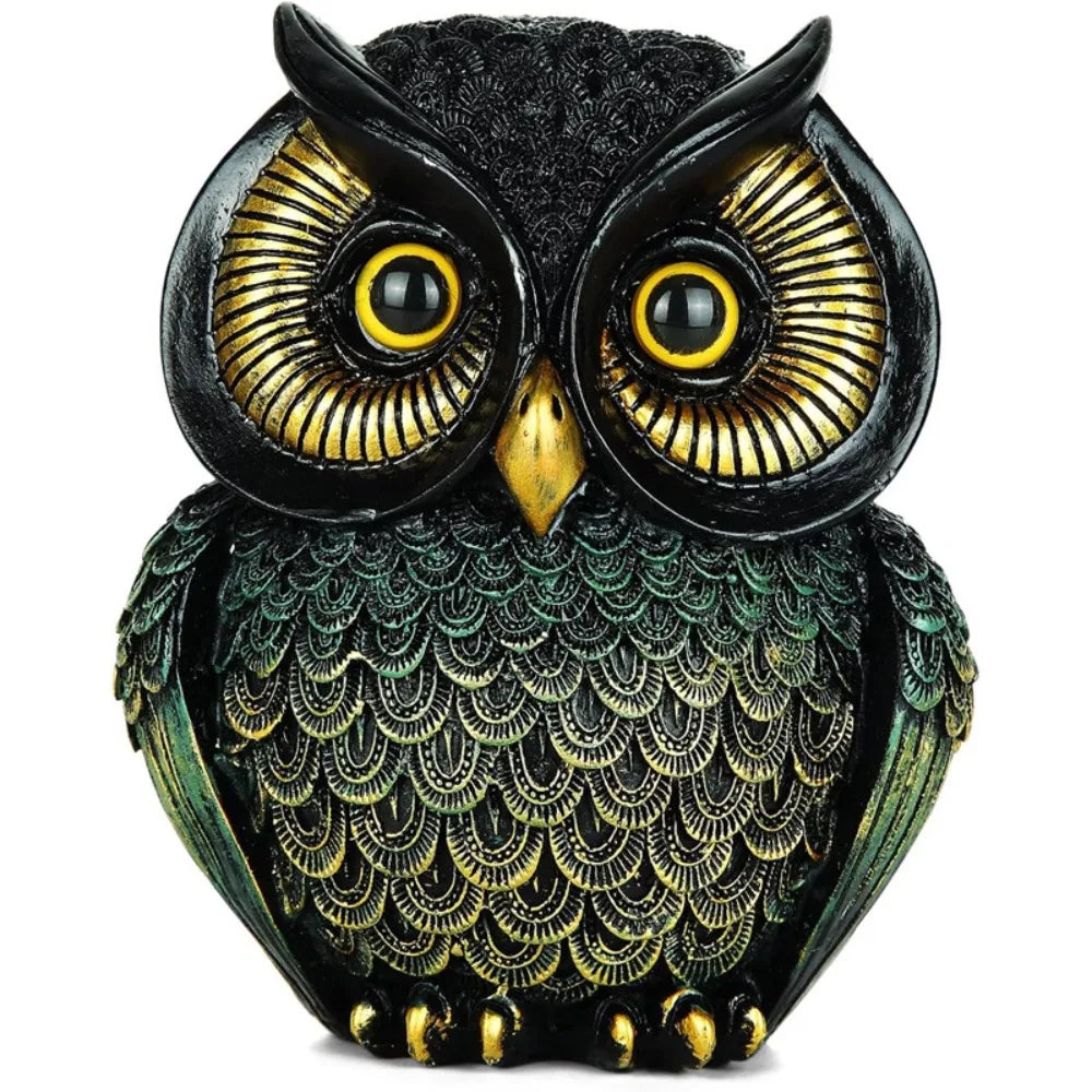 statue oiseau noir doré plumes détaillées artisanale résine moderne décoration entrée table