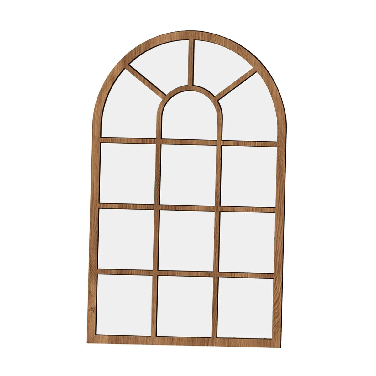 miroir arqué fenêtre bois blanc marron noir structure vieillie décoratif vintage chambre salon