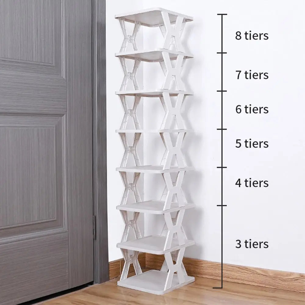 organisateur chaussures étagère moderne noir blanc structure plateaux rangement robuste anti poussière rechargeable