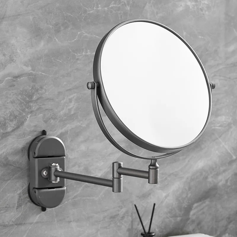 miroir cosmétique pliable gris métallisé moderne système ventouse facile installer
