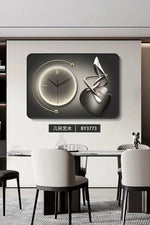 horloge murale moderne gris beige orange contemporain aiguille verre cristal aluminium spray painting
