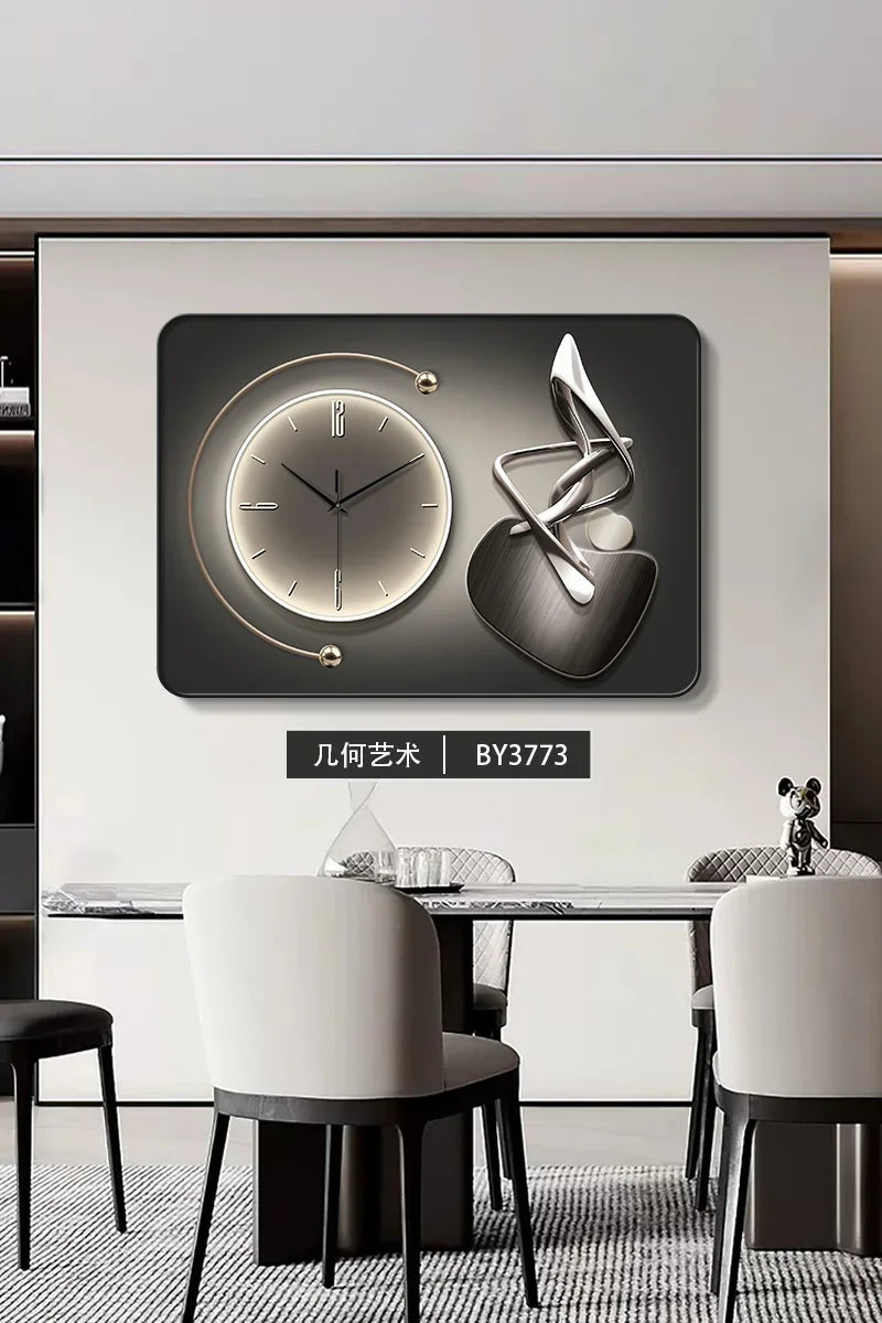 horloge murale moderne gris beige orange contemporain aiguille verre cristal aluminium spray painting