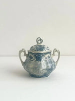 service thé céramique blanc bleu toile jouy poignées théière caféière soupière tasses