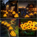 fleur artificielle solaire jaune tournesol moderne extérieur piquet métallique led nocturne jardin noël