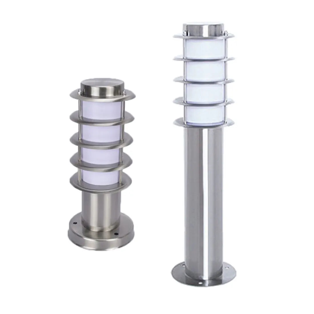 lampe solaire argentée moderne 13cm 76cm 30cm acier poli led e27 fixée concentrique