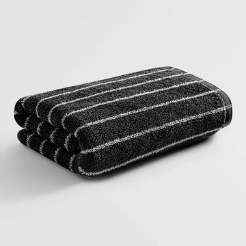 ensemble serviettes bain coton rayées noir blanc douche salle bain spa moderne