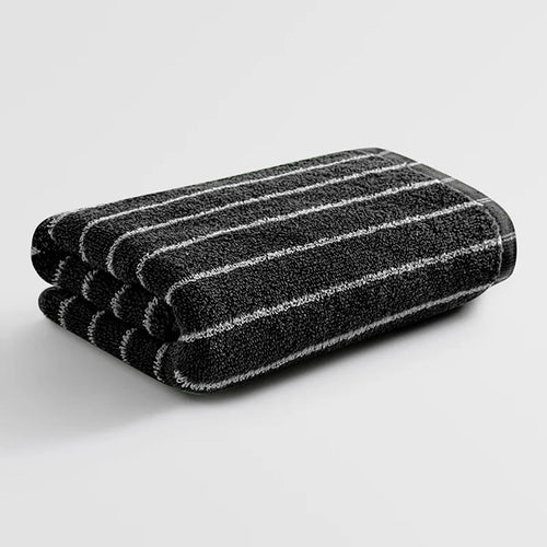 ensemble serviettes bain coton rayées noir blanc douche salle bain spa moderne