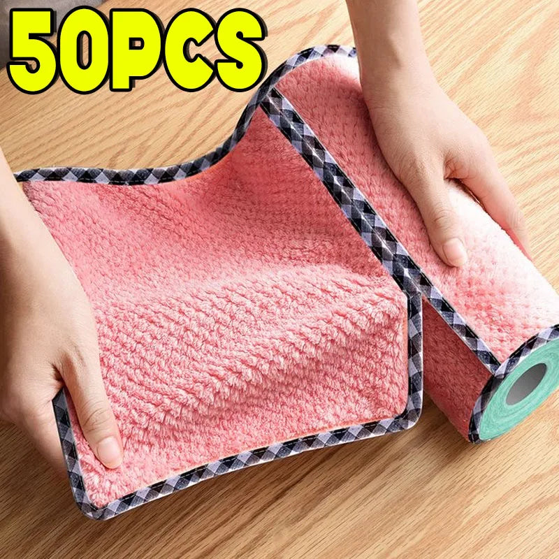 serviette cuisine microfibre absorbante rose bleu nettoyage vaisselle ménager douce pratique lot